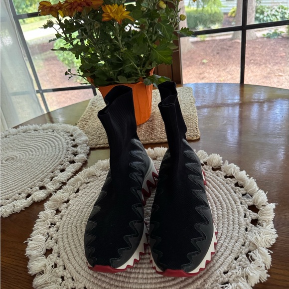 Black and Red Sock Sneakers - Picture 2 of 6